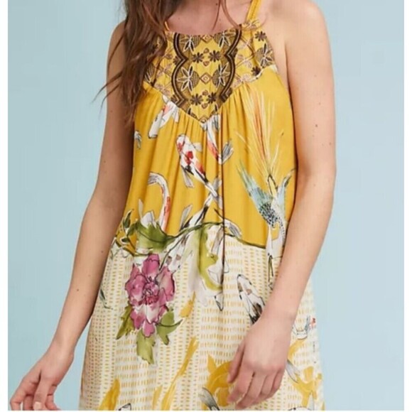 Anthropologie One September Womens Paradiso Koy Fish Maxi Dress Small Yellow - Picture 4 of 13